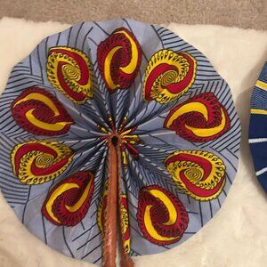 Handcrafted African Ankara Leather Folding Fans – Variety of Vibrant Prints